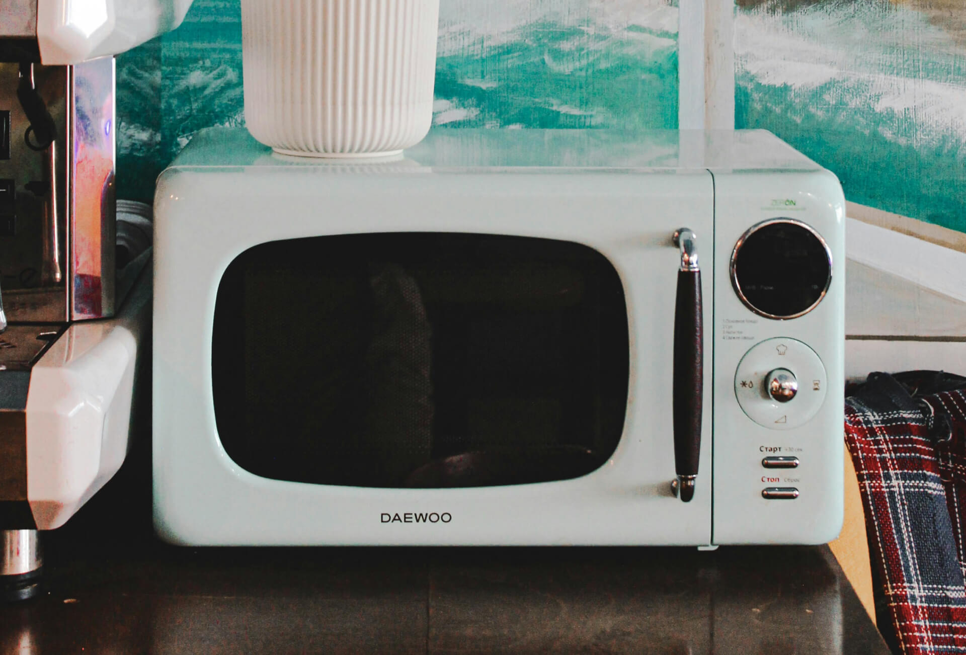 Microwave on countertop