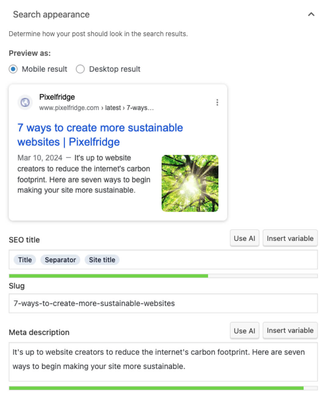 Screenshot of the Yoast plugin for WordPress