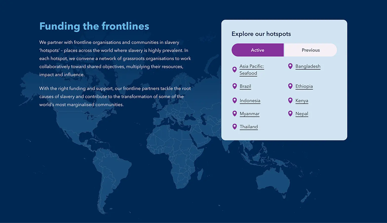 A screenshot of the Freedom Fund website