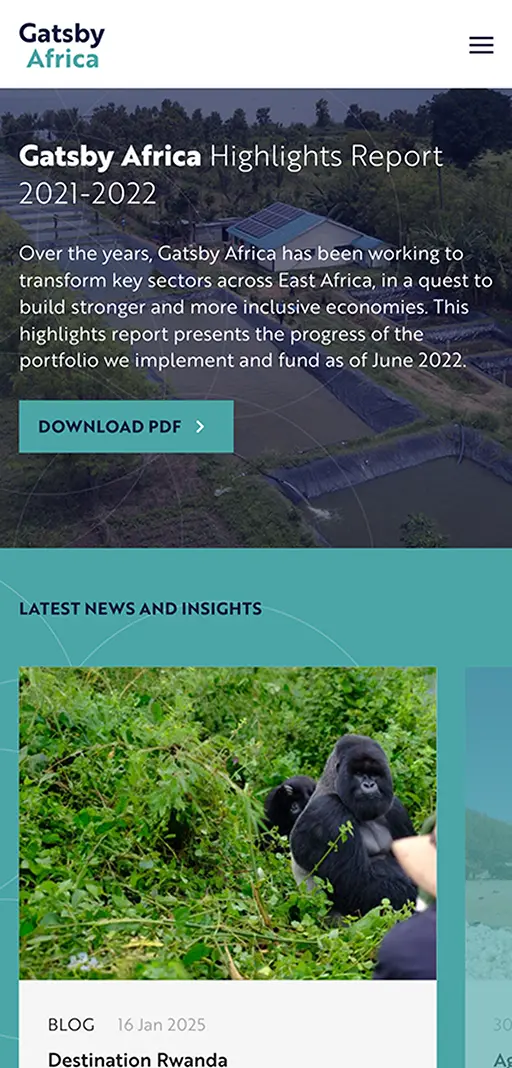 Screenshot of Gatsby Africa website on a mobile device
