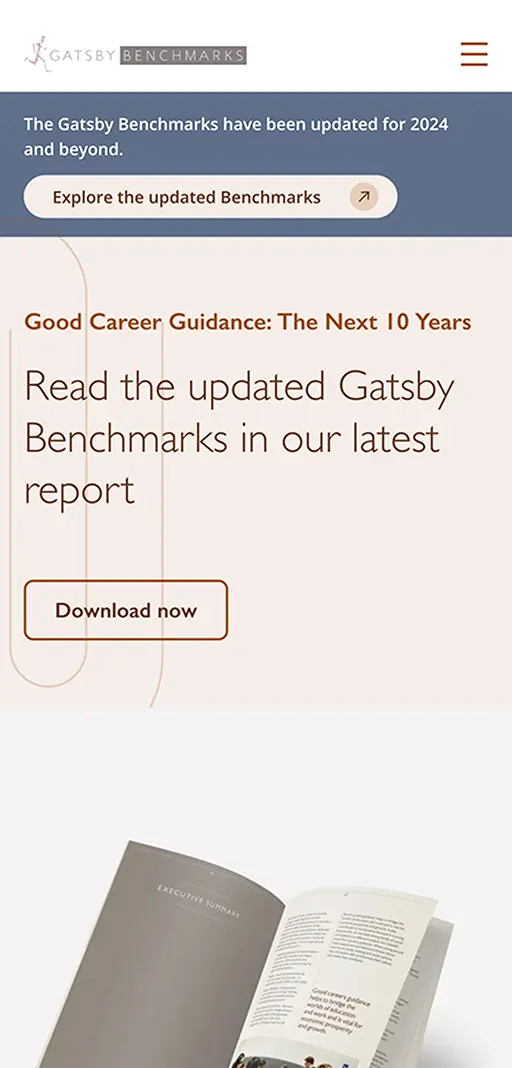 Screenshot of Gatsby Benchmarks website on a mobile device