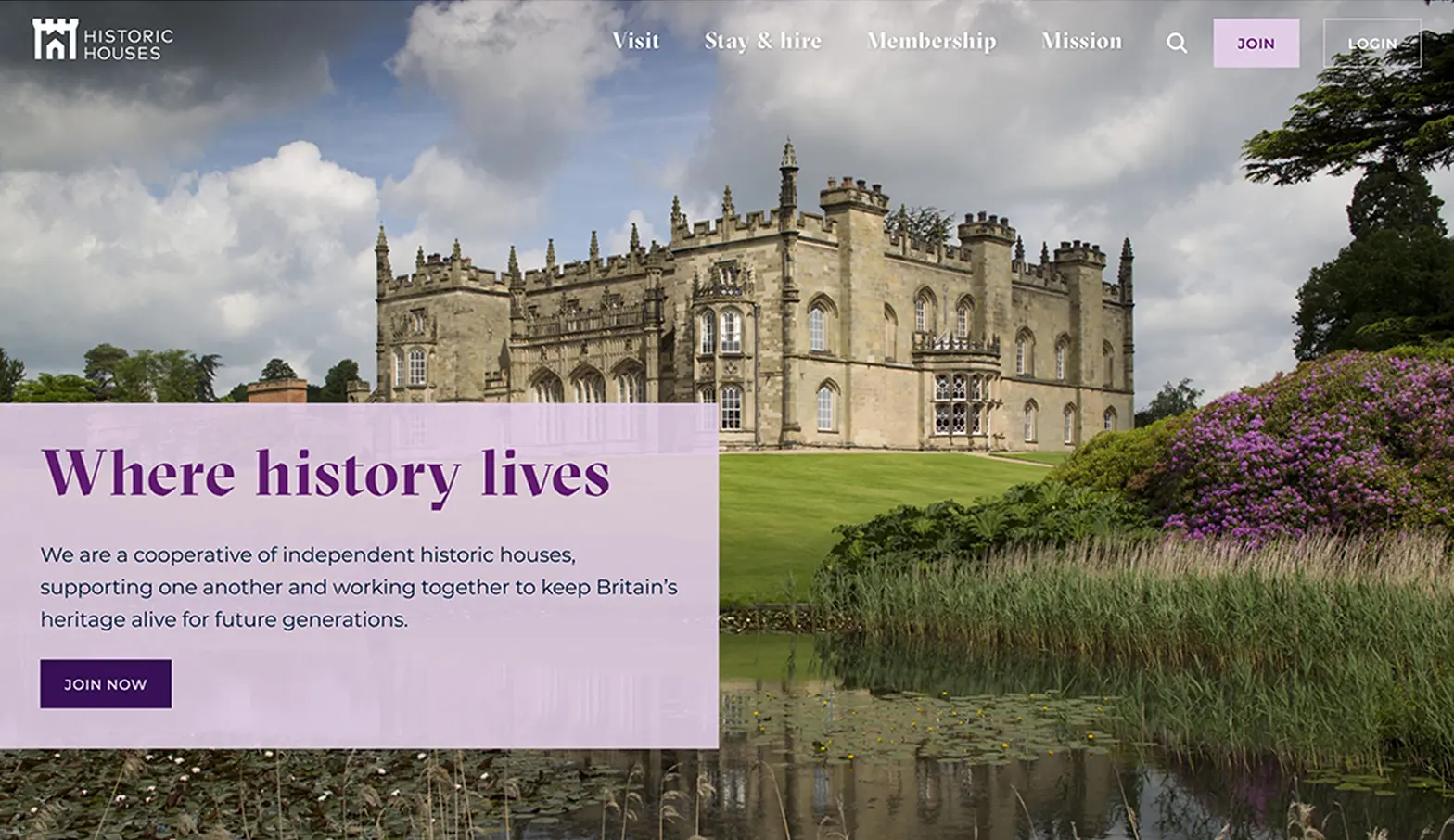 Screenshot of the Historic Houses website