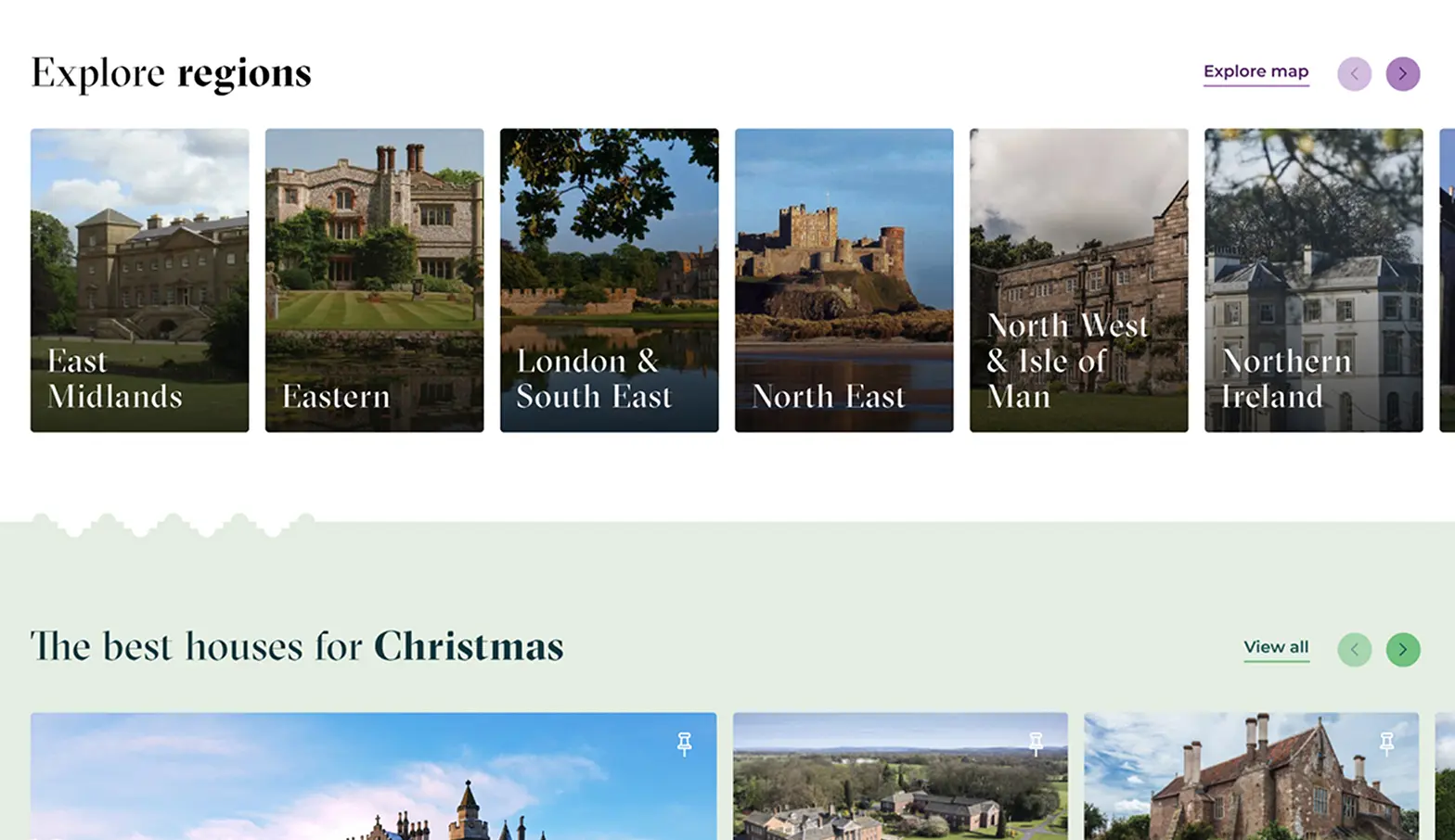 Screenshot of the Historic Houses website