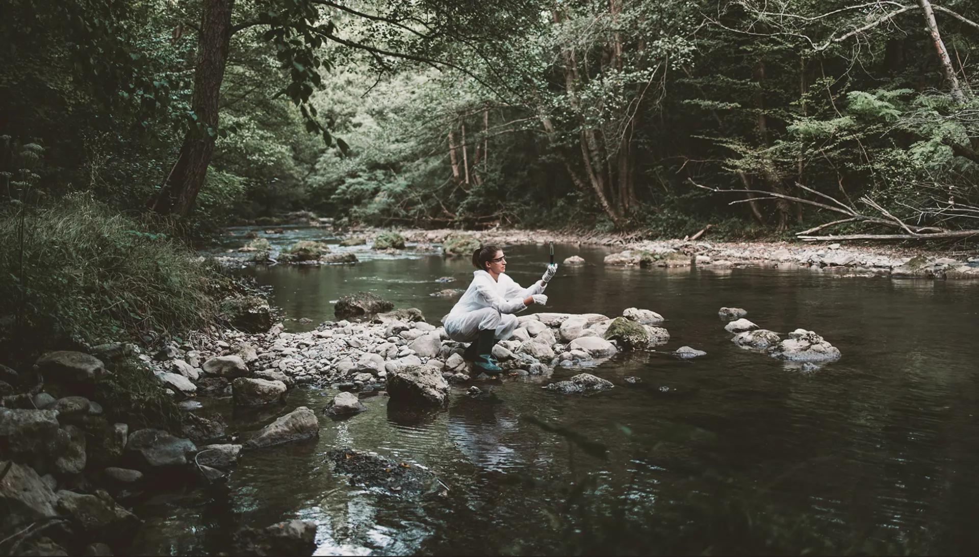 Image of a woman testing water quality