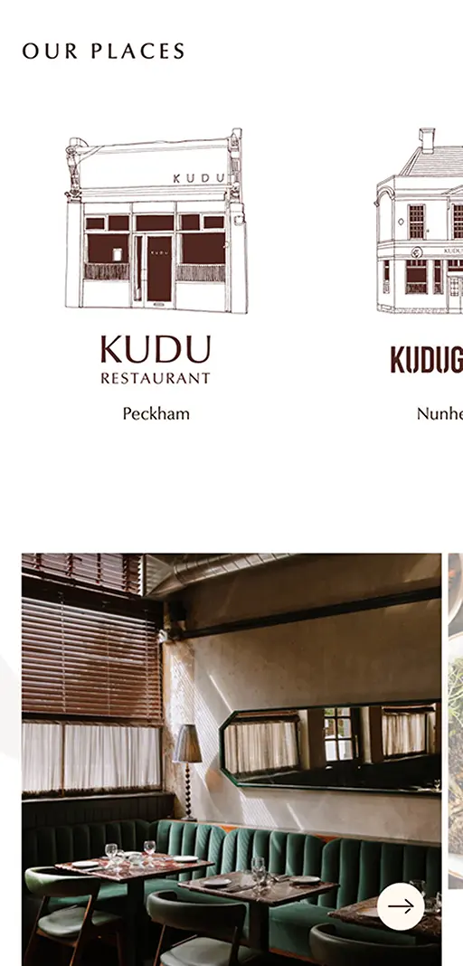 Screenshot of Kudu Collective website on a mobile device