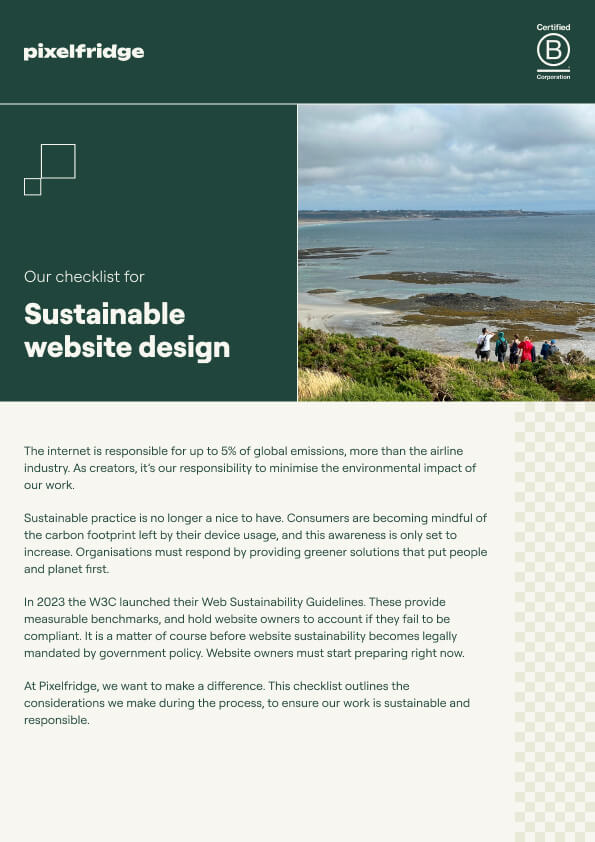 Cover of the website sustainability checklist